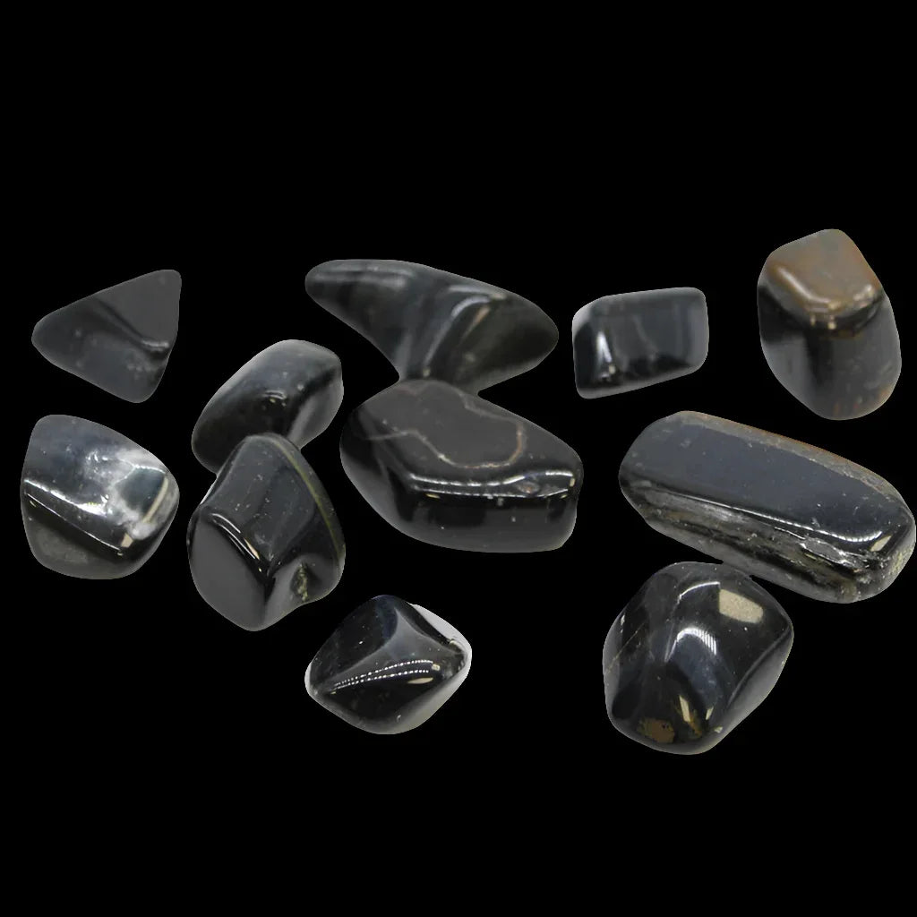 Collection of Hawks Eye crystals on a transparent background