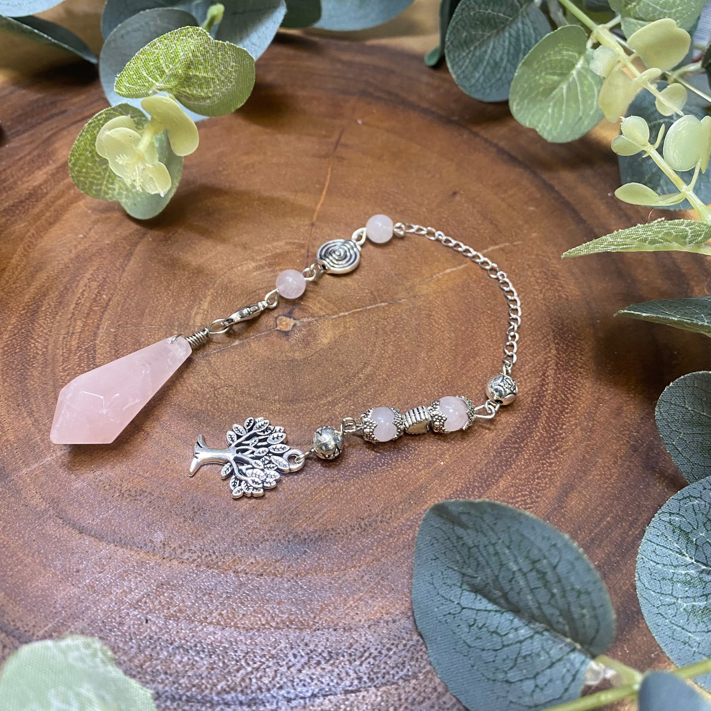 Rose Quartz Tree of Life Pendulum