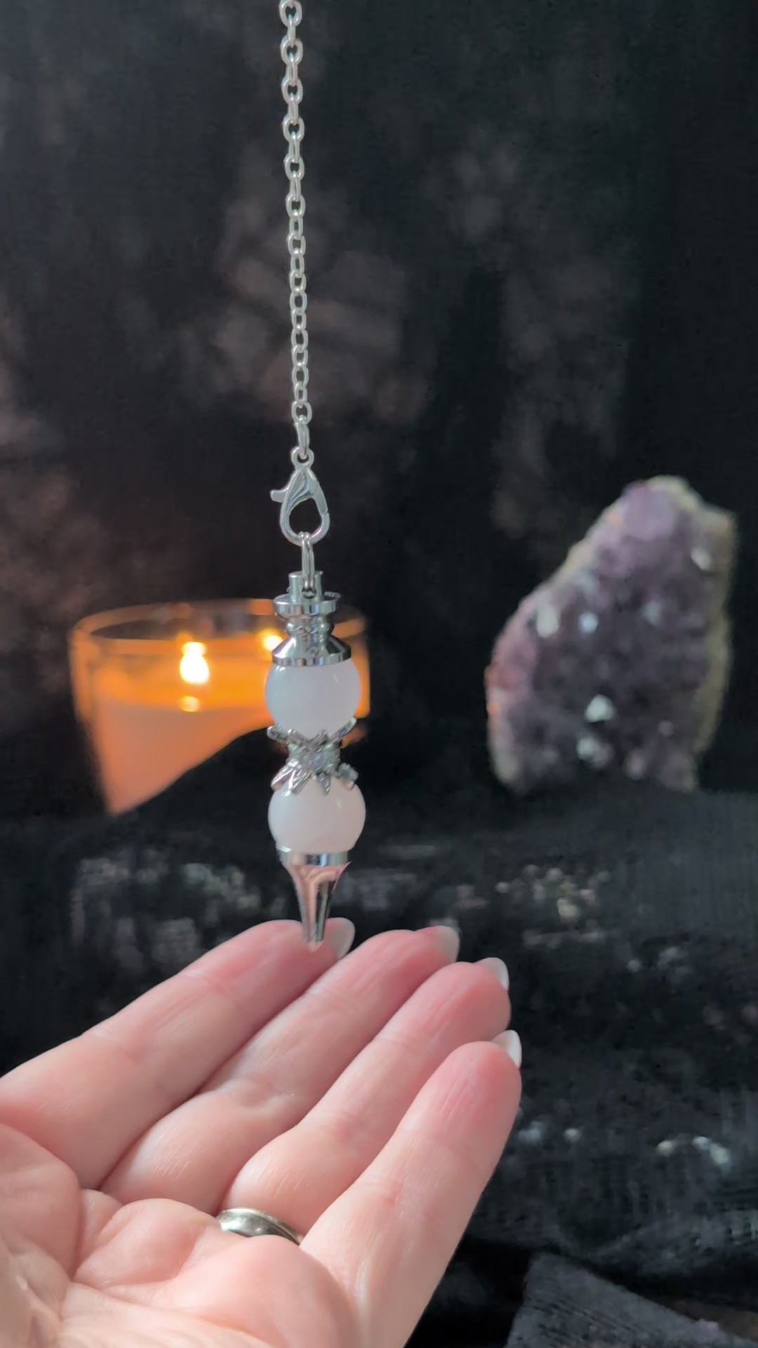 twin rose quartz pendulum answering yes or no questions