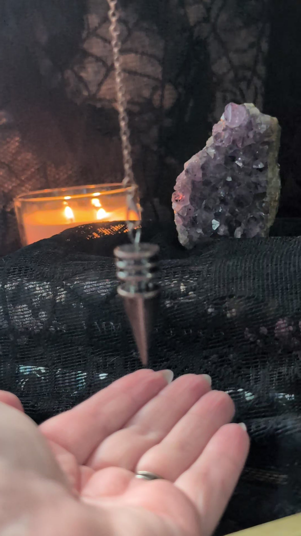 Bronze metal cone pendulum answering yes or no questions